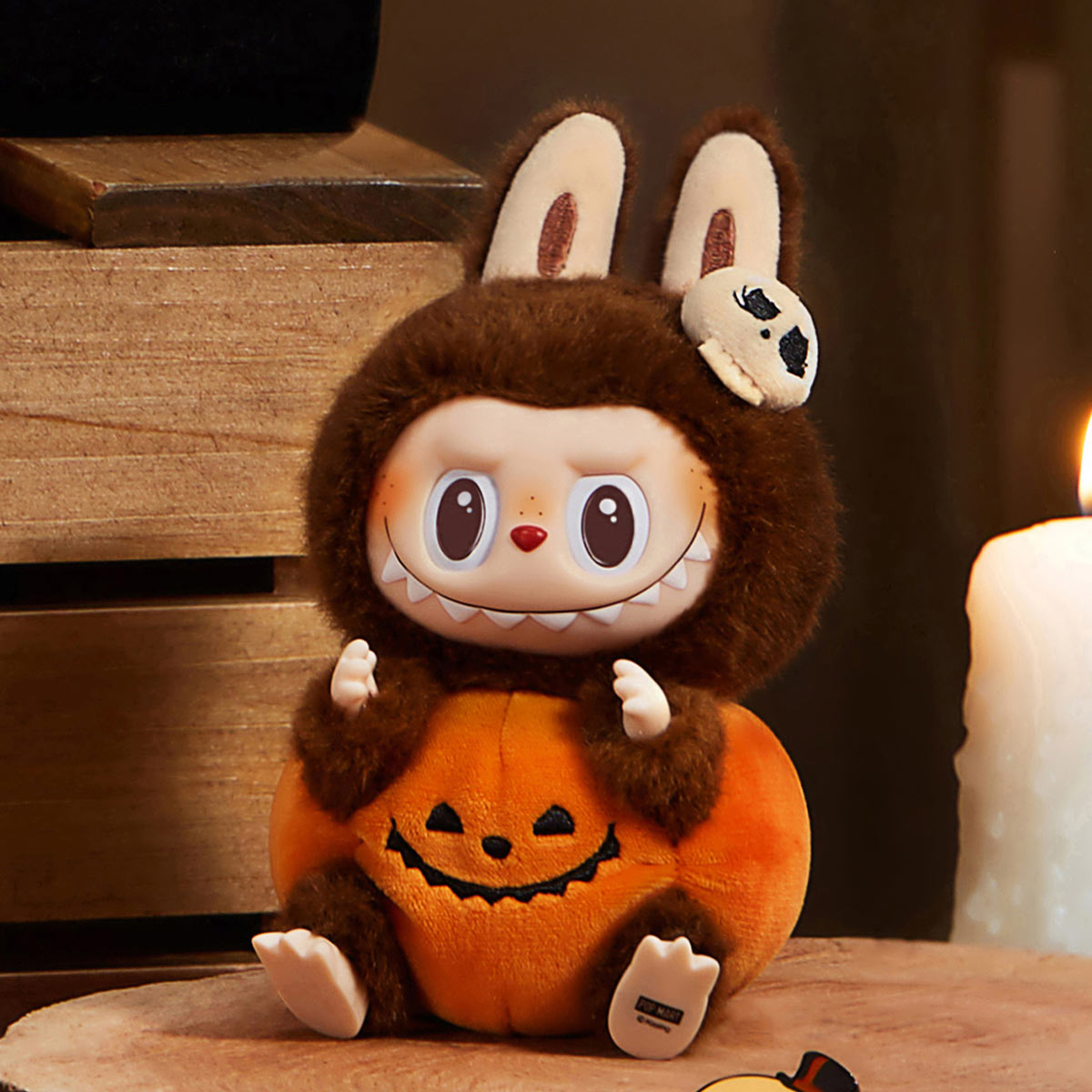 POP LABUBU Happy Halloween Party Series-Sitting Pumpkin Vinyl Plush Pendant